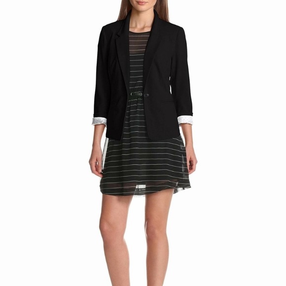 Kensie polka dot crepe blazer
